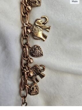 Gold-Tone Elephant & Heart Charm Bracelet - Women Jewelry